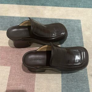 Bottega Veneta Brown Croc Wedge Heels Size 38